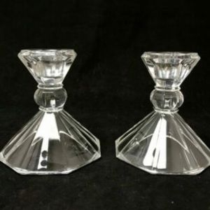 Octagonal 8-Sided Faceted Clear Glass Candlestick Holder